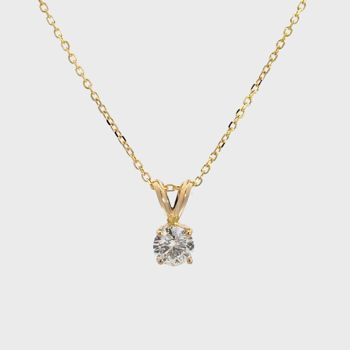 Solitaire Necklace - 14k Yellow Gold 0.75ct #11380