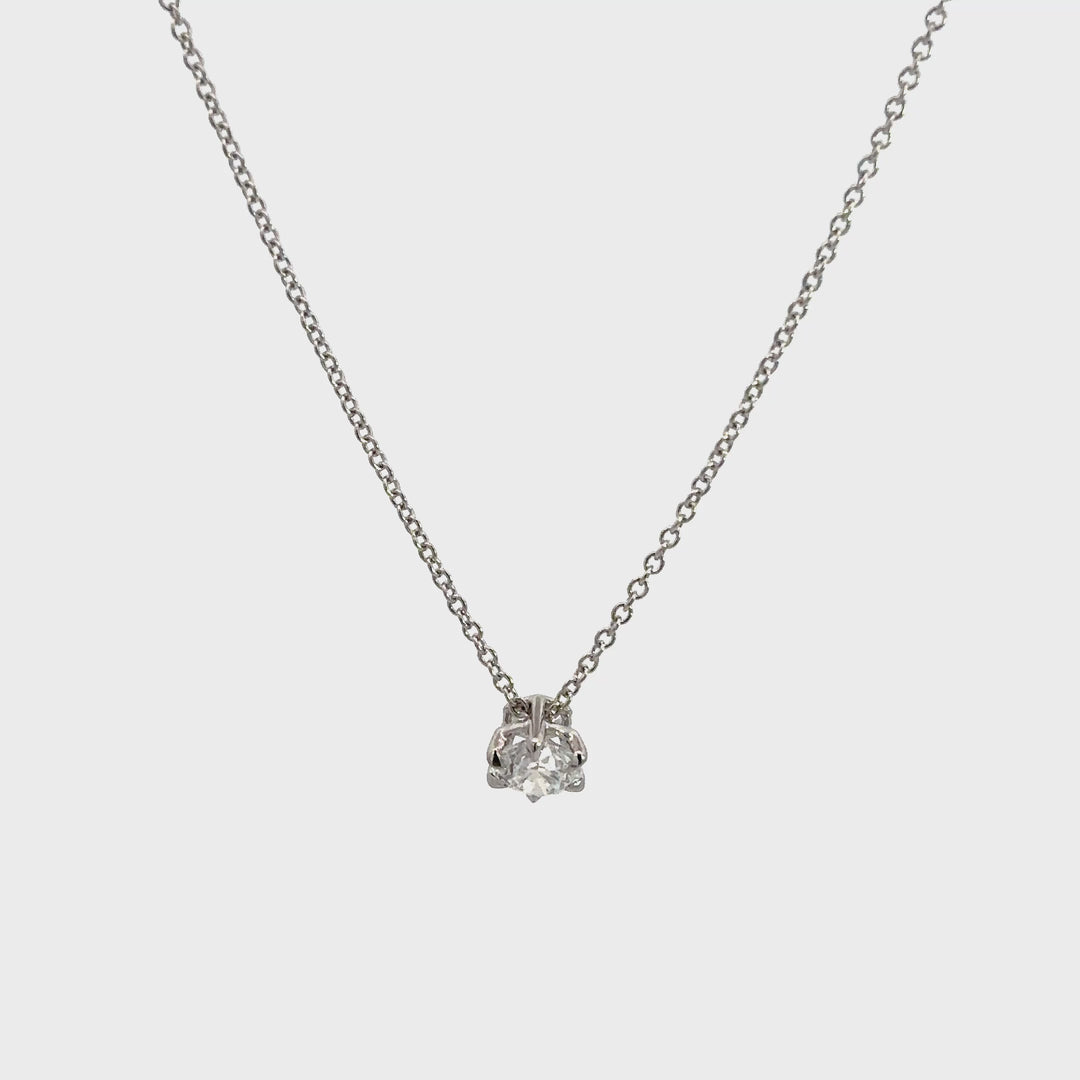 Solitaire Necklace (Round) - 14k White Gold 0.50ct #12074