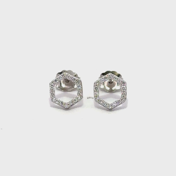 Hexagon Earrings - 14k White Gold 0.20ctw #12000