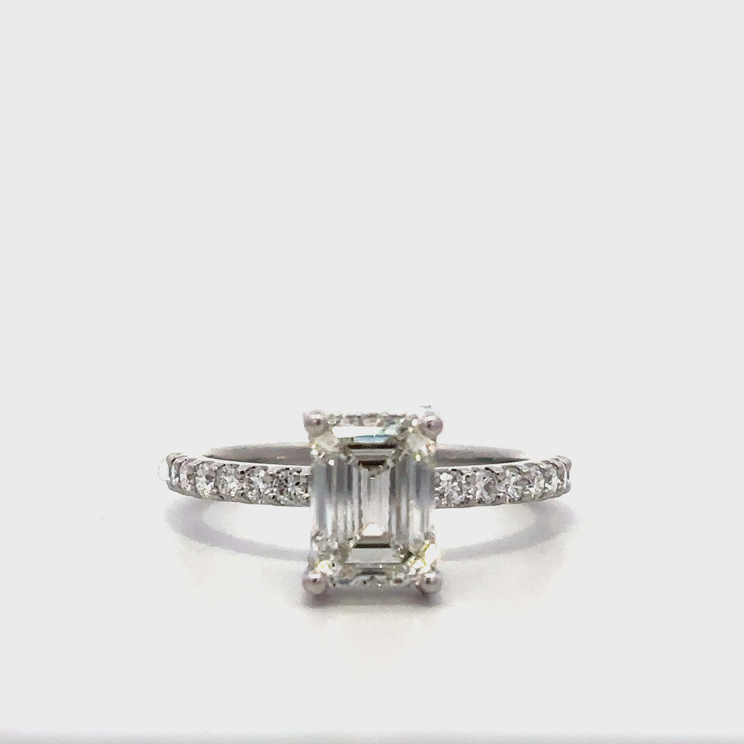 Hidden Halo Ring (Emerald) - 14k White Gold 1.87ct #13095