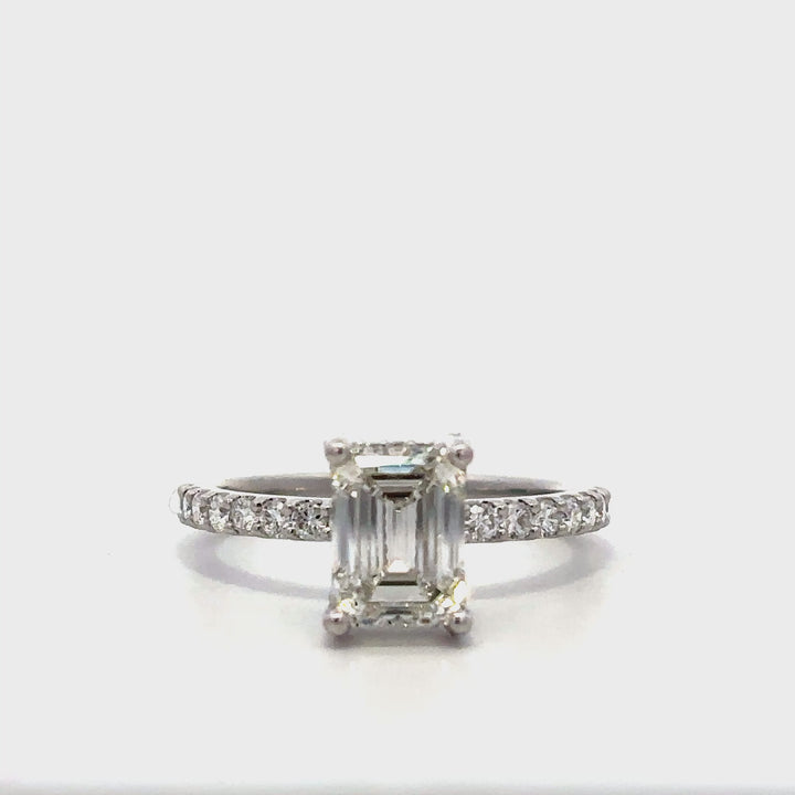 Hidden Halo Ring (Emerald) - 14k White Gold 1.87ct #13095