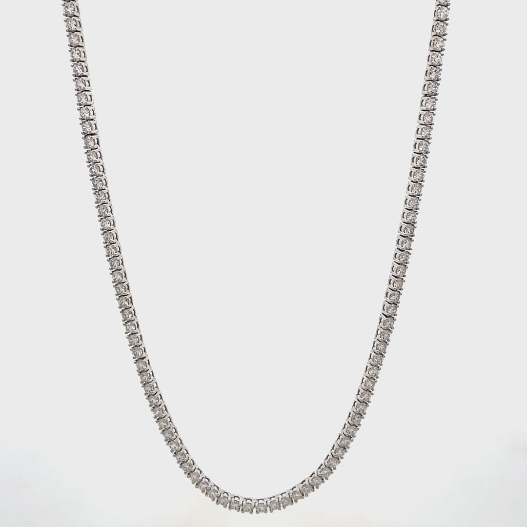 Tennis Necklace - 14k White Gold 10.78ctw #11780