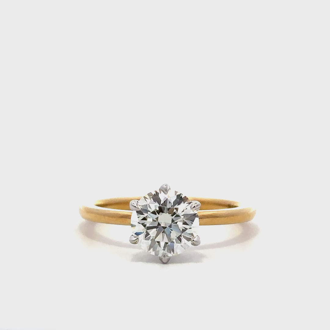 Solitaire Ring (Round) - 14k Yellow & White Gold 1.50ct #12019