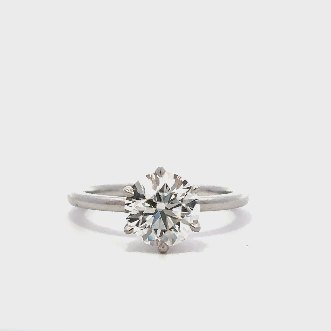 Solitaire Ring (Round) - 14k White Gold 2.00ct #12017