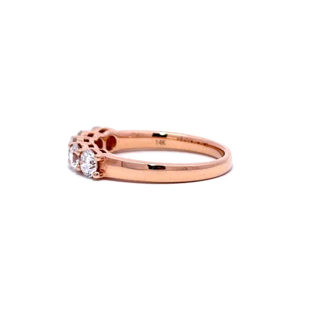 5 Stone Ring - 14k Rose Gold Shared Prong Ring 0.95ct #10716