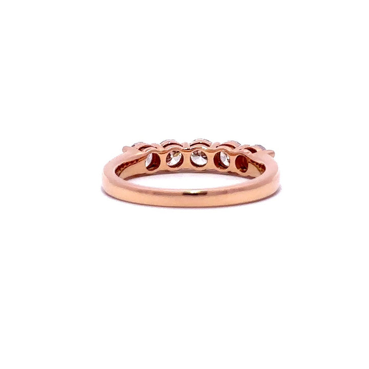 5 Stone Ring - 14k Rose Gold Shared Prong Ring 0.95ct #10716