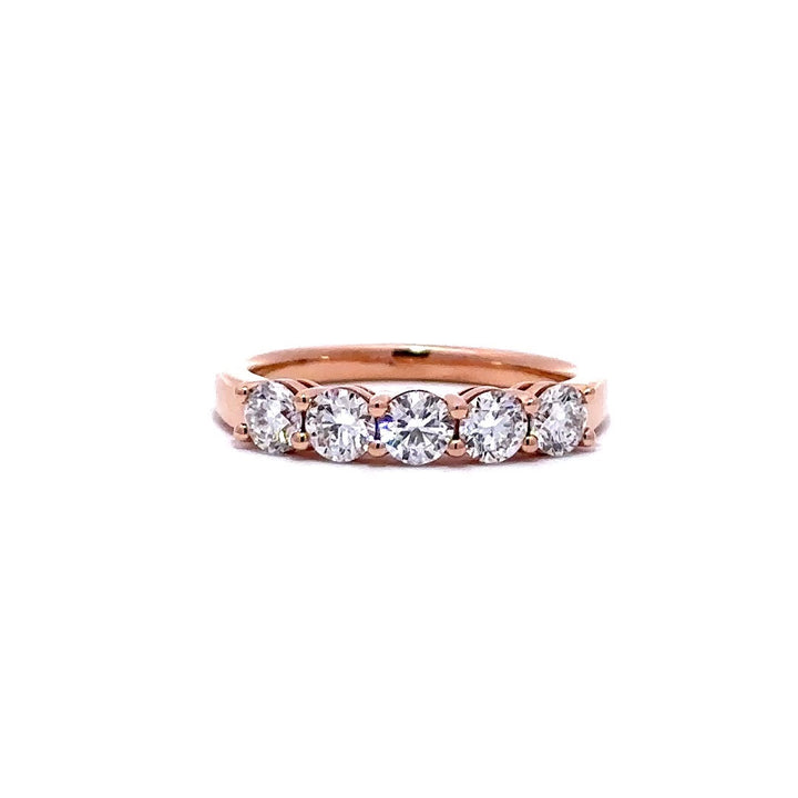 5 Stone Ring - 14k Rose Gold Shared Prong Ring 0.95ct #10716