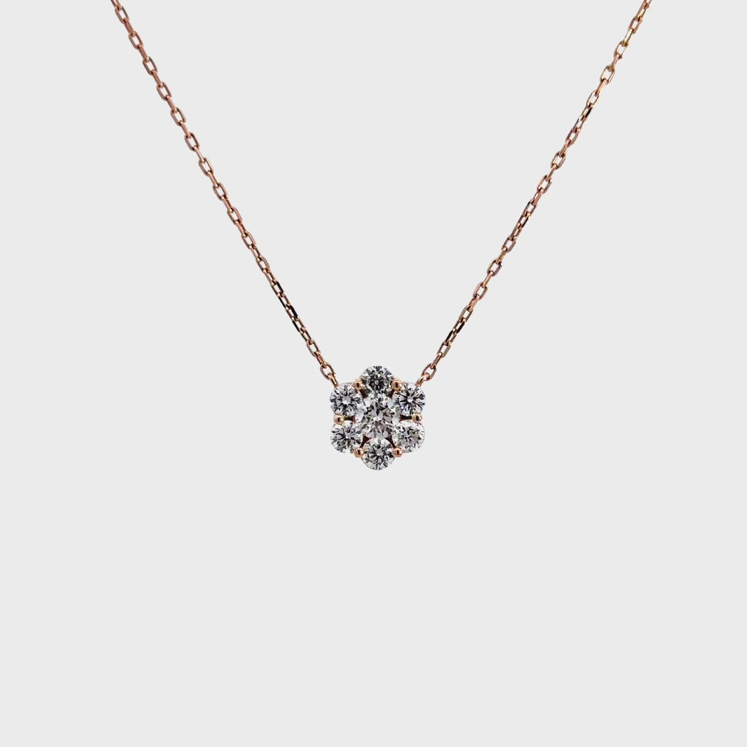 Flower Necklace - 14k Rose Gold 0.73ct #10697