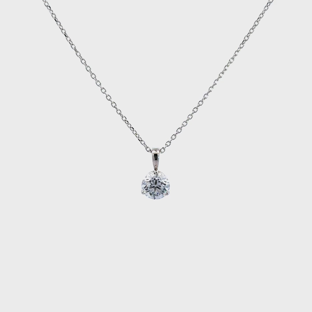 Solitaire Necklace - 14k White Gold 0.85ct #11173