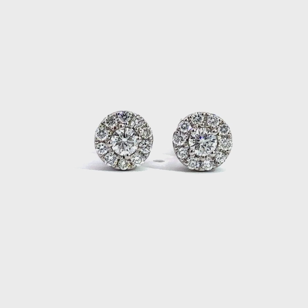 Halo Earrings - 14k White Gold 0.74ct #10705