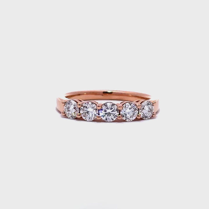 5 Stone Ring - 14k Rose Gold Shared Prong Ring 0.95ct #10716