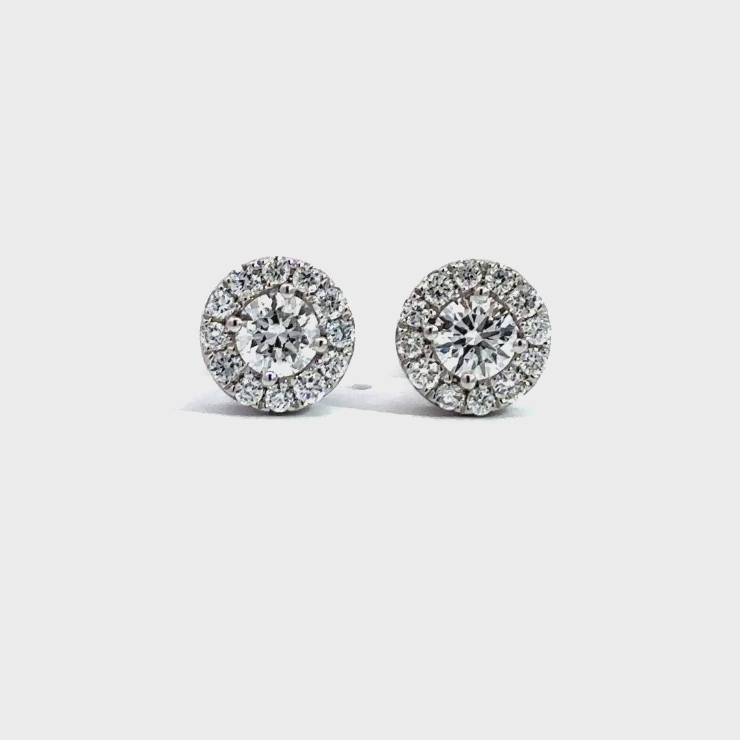 Halo Earrings - 14k White Gold 1.10ct #10706