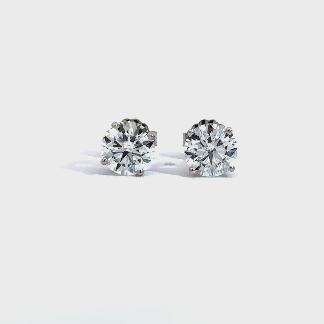 Solitaire Earrings - 14k White Gold 2.11ct #11798