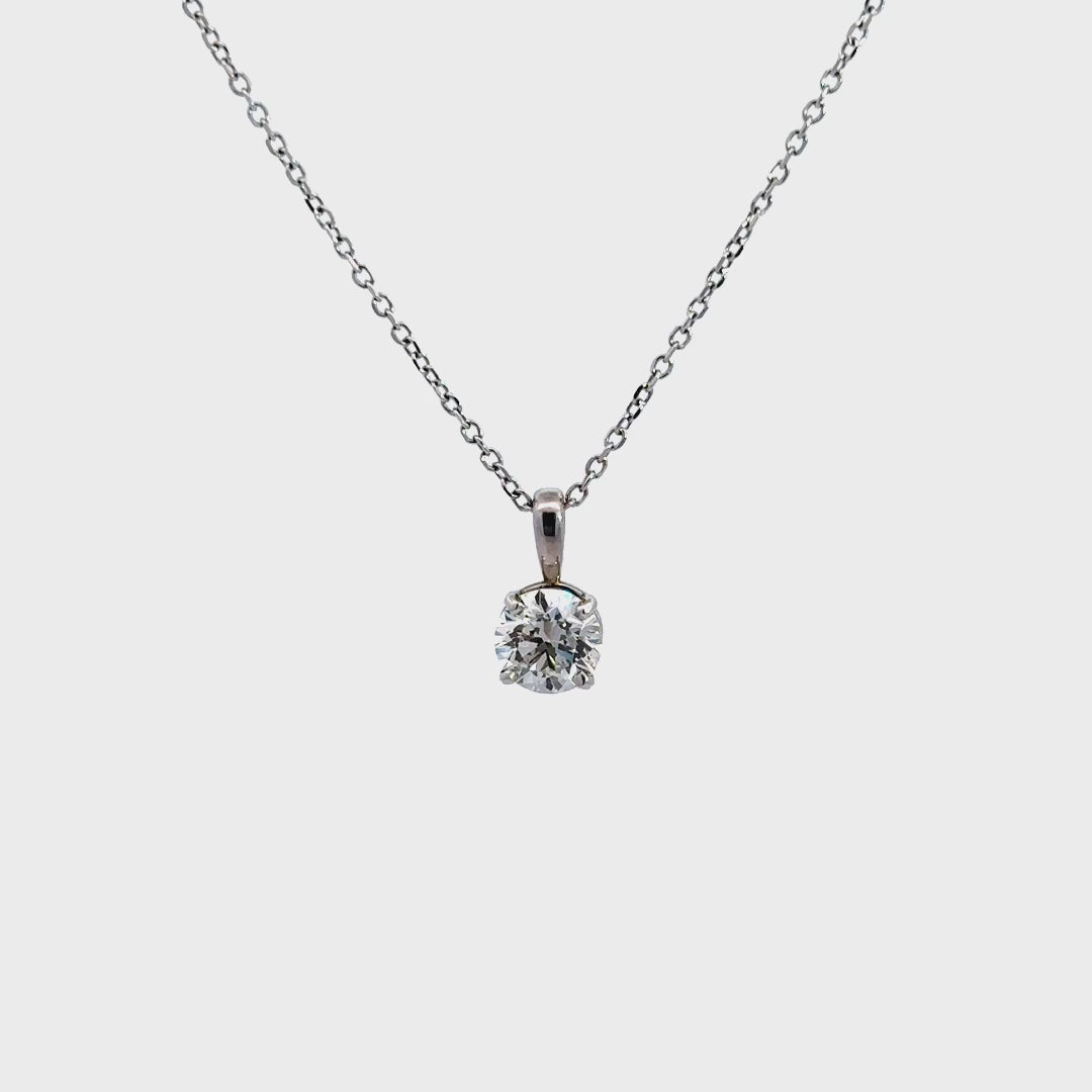 Solitaire Necklace - 14k White Gold 1.00ct #10914