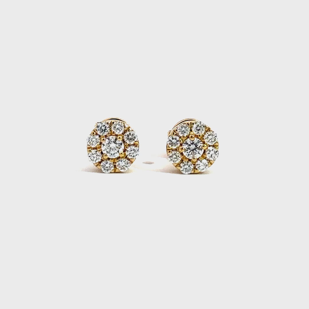 Halo Earrings - 14k Yellow Gold 0.52ct #10707