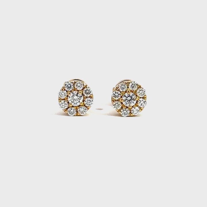 Halo Earrings - 14k Yellow Gold 0.52ct #10707