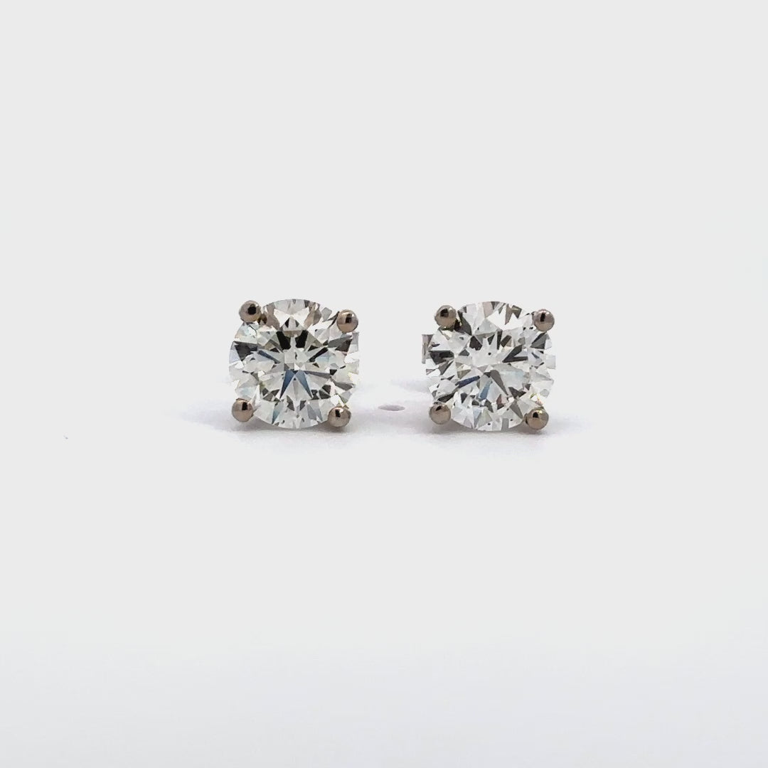 Solitaire Earrings - 14k White Gold 3.04ct #11799