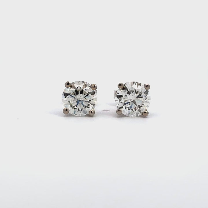 Solitaire Earrings - 14k White Gold 3.04ct #11799